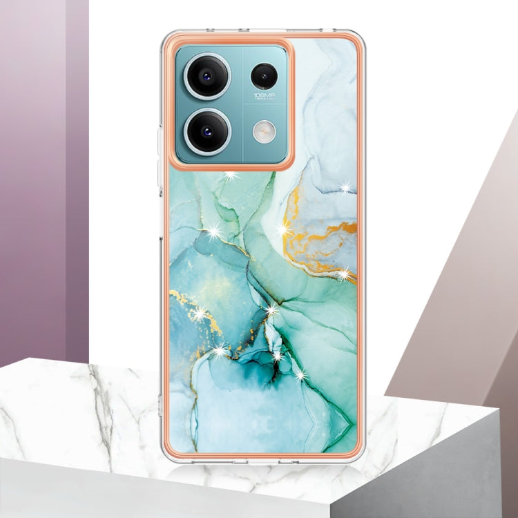 For Xiaomi Redmi Note 13 5G Global Electroplating Marble Dual-side IMD Phone Case(Green 003)
