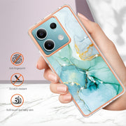 For Xiaomi Redmi Note 13 5G Global Electroplating Marble Dual-side IMD Phone Case(Green 003)