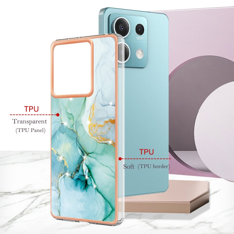 For Xiaomi Redmi Note 13 5G Global Electroplating Marble Dual-side IMD Phone Case(Green 003)