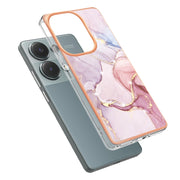 For Xiaomi Redmi Note 13 Pro 4G Global Electroplating Marble Dual-side IMD Phone Case(Rose Gold 005)