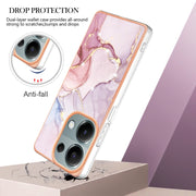 For Xiaomi Redmi Note 13 Pro 4G Global Electroplating Marble Dual-side IMD Phone Case(Rose Gold 005)
