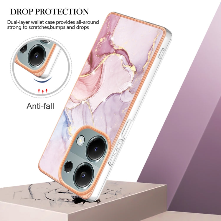 For Xiaomi Redmi Note 13 Pro 4G Global Electroplating Marble Dual-side IMD Phone Case(Rose Gold 005)
