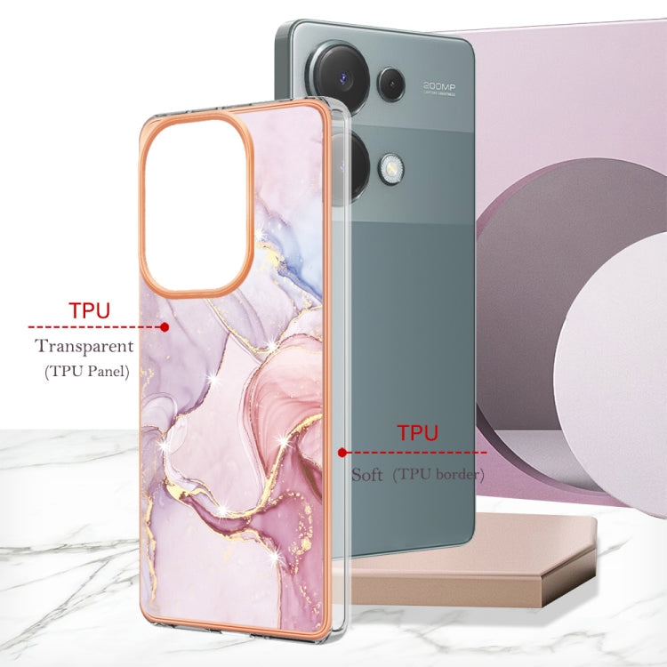 For Xiaomi Redmi Note 13 Pro 4G Global Electroplating Marble Dual-side IMD Phone Case(Rose Gold 005)