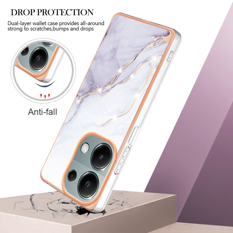 For Xiaomi Poco M6 Pro 4G Electroplating Marble Dual-side IMD Phone Case(White 006)