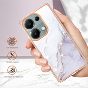 For Xiaomi Poco M6 Pro 4G Electroplating Marble Dual-side IMD Phone Case(White 006)