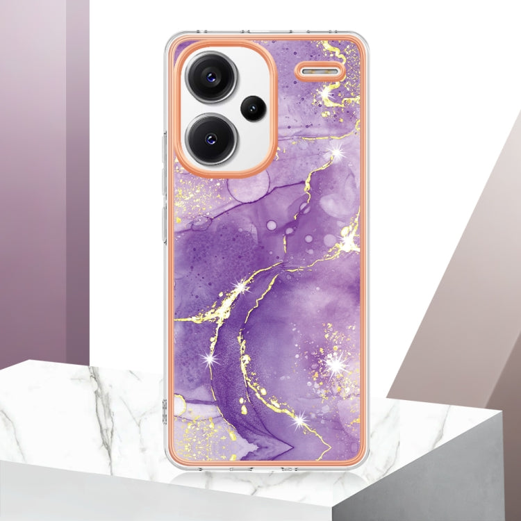 For Xiaomi Redmi Note 13 Pro+ 5G Electroplating Marble Dual-side IMD Phone Case(Purple 002)