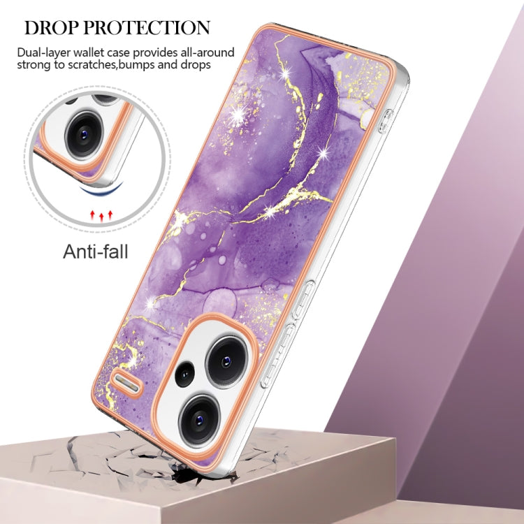 For Xiaomi Redmi Note 13 Pro+ 5G Electroplating Marble Dual-side IMD Phone Case(Purple 002)
