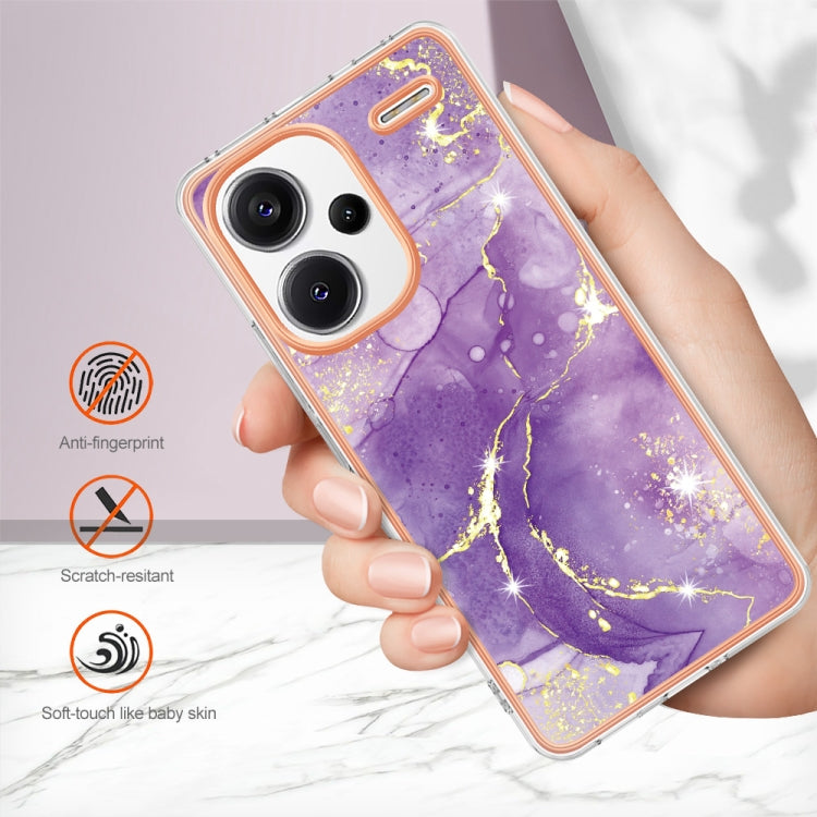 For Xiaomi Redmi Note 13 Pro+ 5G Electroplating Marble Dual-side IMD Phone Case(Purple 002)