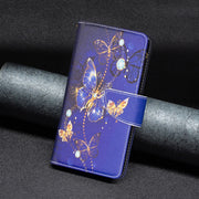 For iPhone 16 Plus Colored Drawing Pattern Zipper Phone Leather Case(Purple Butterfly)