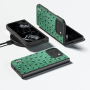 For Google Pixel 9 Pro Fold ABEEL Genuine Leather Ostrich Texture Phone Case(Green)