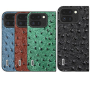 For Google Pixel 9 Pro Fold ABEEL Genuine Leather Ostrich Texture Phone Case(Blue)