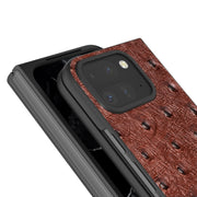 For Google Pixel 9 Pro Fold ABEEL Genuine Leather Ostrich Texture Phone Case(Coffee)