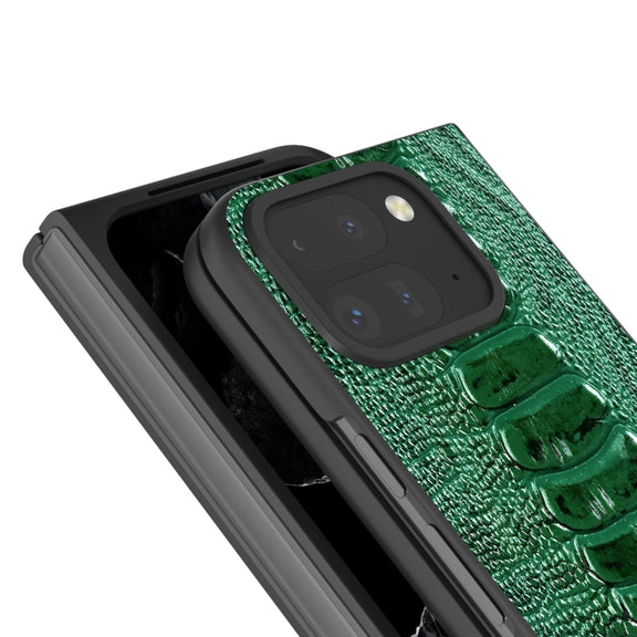 For Google Pixel 9 Pro Fold ABEEL Genuine Leather Weilai Series Phone Case(Green)
