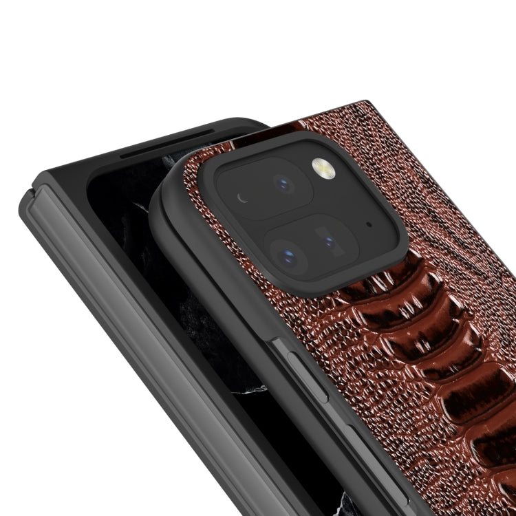 For Google Pixel 9 Pro Fold ABEEL Genuine Leather Weilai Series Phone Case(Coffee)