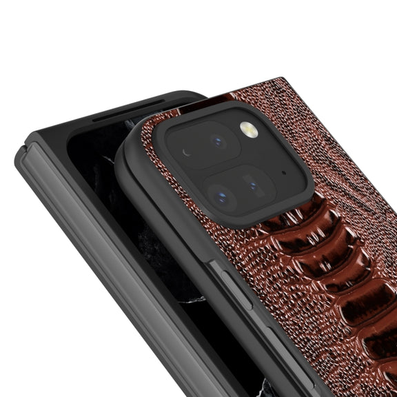 For Google Pixel 9 Pro Fold ABEEL Genuine Leather Weilai Series Phone Case(Coffee)