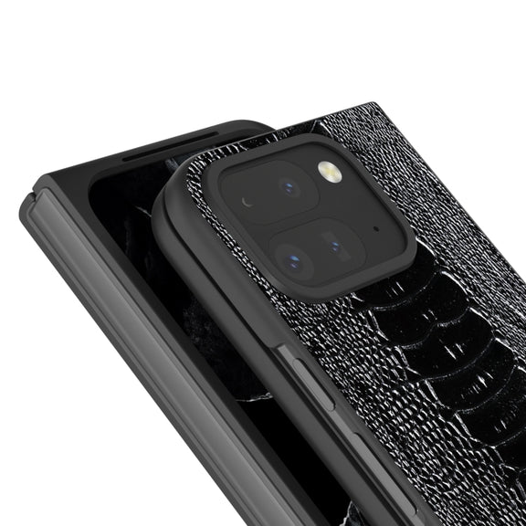 For Google Pixel 9 Pro Fold ABEEL Genuine Leather Weilai Series Phone Case(Black)