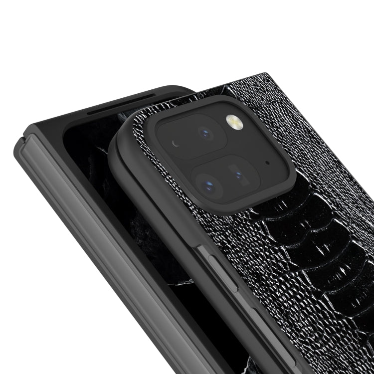 For Google Pixel 9 Pro Fold ABEEL Genuine Leather Weilai Series Phone Case(Black)