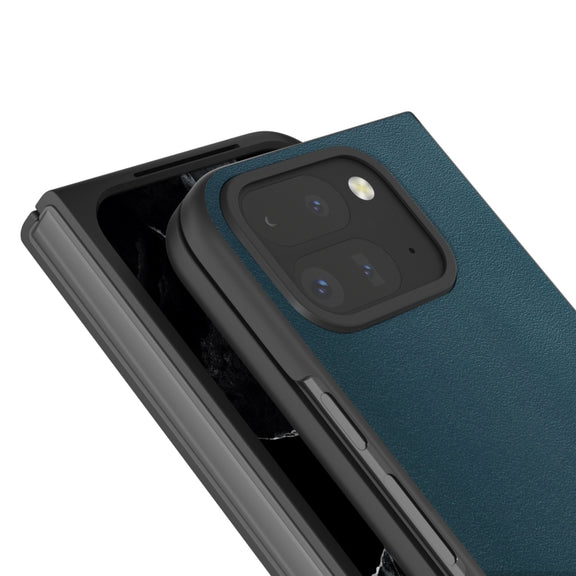 For Google Pixel 9 Pro Fold ABEEL Genuine Leather Xiaoya Series Phone Case(Dark Green)