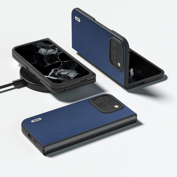 For Google Pixel 9 Pro Fold ABEEL Genuine Leather Xiaoya Series Phone Case(Blue)