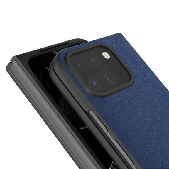 For Google Pixel 9 Pro Fold ABEEL Genuine Leather Xiaoya Series Phone Case(Blue)