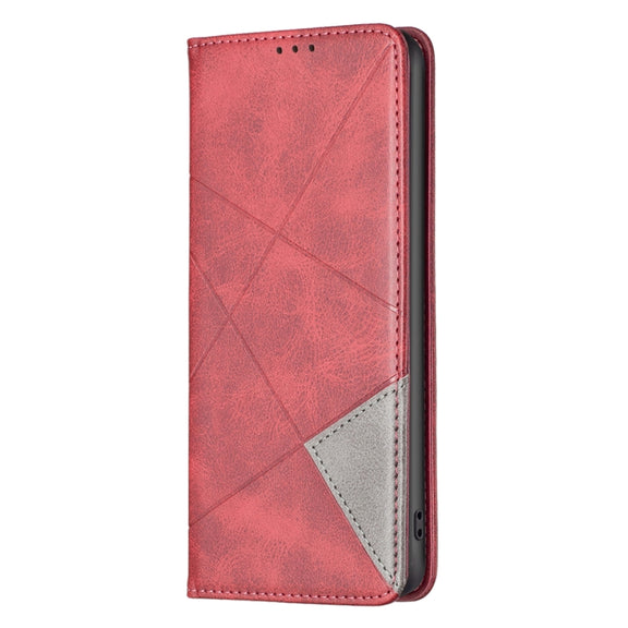 For iPhone 16 Pro Max Rhombus Texture Magnetic Leather Phone Case(Red)