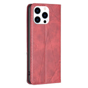 For iPhone 16 Pro Max Rhombus Texture Magnetic Leather Phone Case(Red)