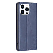For iPhone 16 Pro Max Rhombus Texture Magnetic Leather Phone Case(Blue)