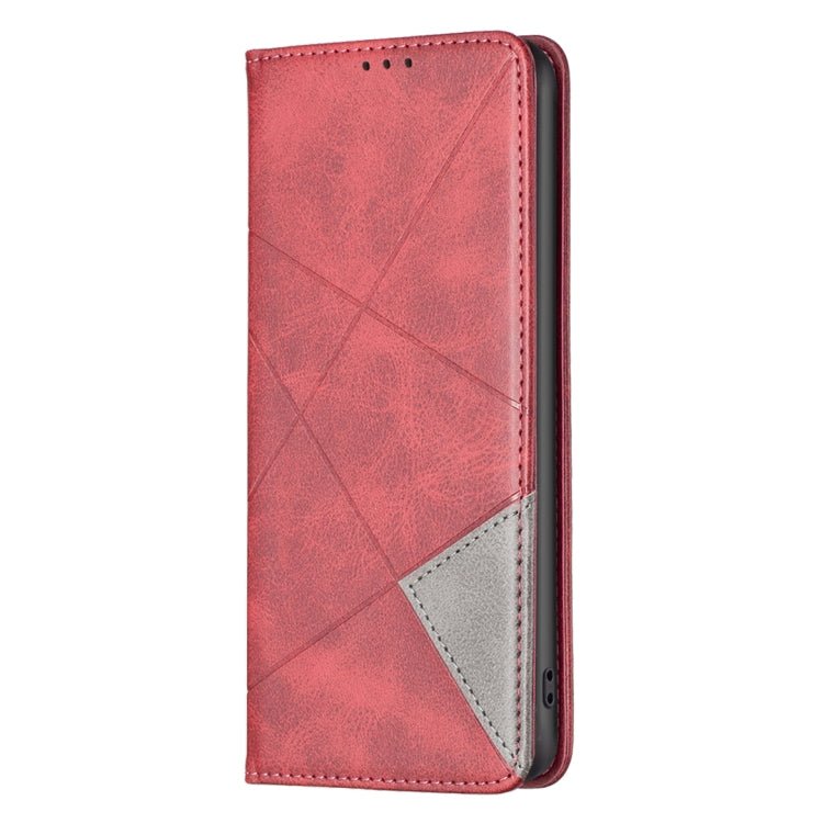 For iPhone 16 Rhombus Texture Magnetic Leather Phone Case(Red)