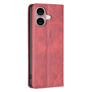 For iPhone 16 Rhombus Texture Magnetic Leather Phone Case(Red)