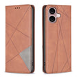 For iPhone 16 Plus Rhombus Texture Magnetic Leather Phone Case(Brown) - iPhone 16 Plus Cases by PMC TechLife | Online Shopping South Africa | PMC TechLife | Buy Now Pay Later Mobicred