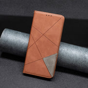 For iPhone 16 Plus Rhombus Texture Magnetic Leather Phone Case(Brown)