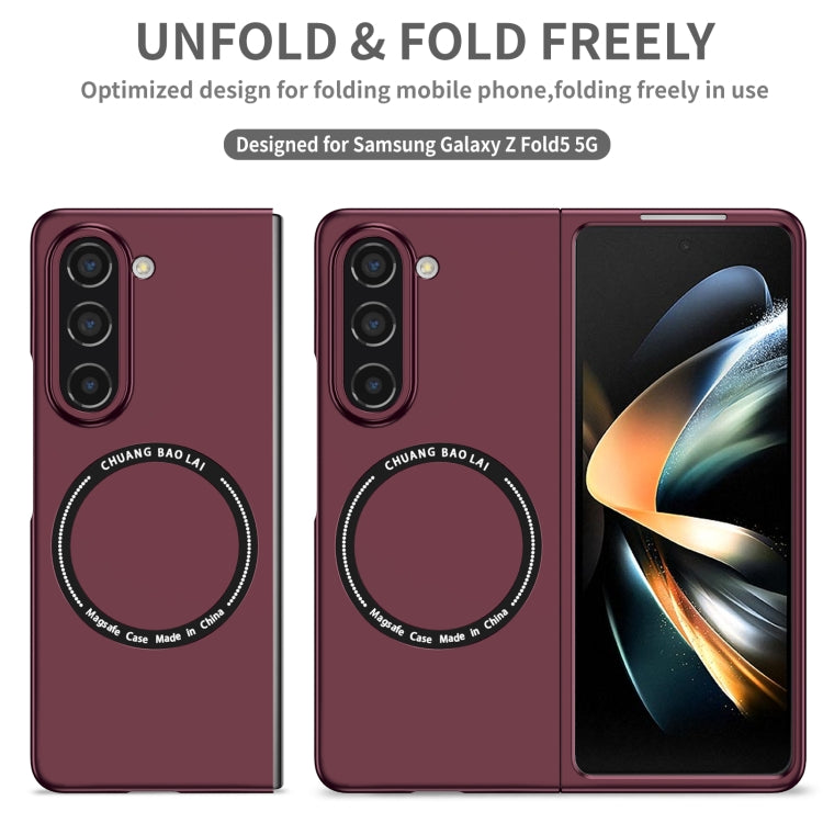 For Samsung Galaxy Z Fold5 Magsafe Magnetic Folding PC Phone Case(Wine Red)
