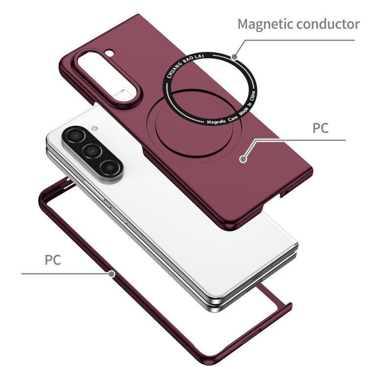 For Samsung Galaxy Z Fold5 Magsafe Magnetic Folding PC Phone Case(Wine Red)