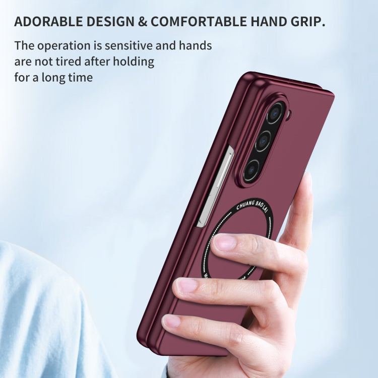 For Samsung Galaxy Z Fold5 Magsafe Magnetic Folding PC Phone Case(Wine Red)