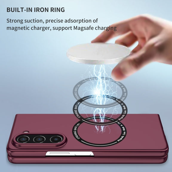 For Samsung Galaxy Z Fold5 Magsafe Magnetic Folding PC Phone Case(Wine Red)