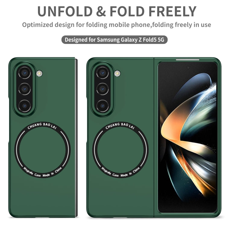 For Samsung Galaxy Z Fold5 Magsafe Magnetic Folding PC Phone Case(Green)