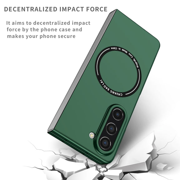 For Samsung Galaxy Z Fold5 Magsafe Magnetic Folding PC Phone Case(Green)