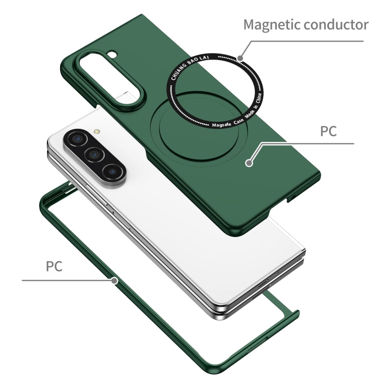 For Samsung Galaxy Z Fold5 Magsafe Magnetic Folding PC Phone Case(Green)