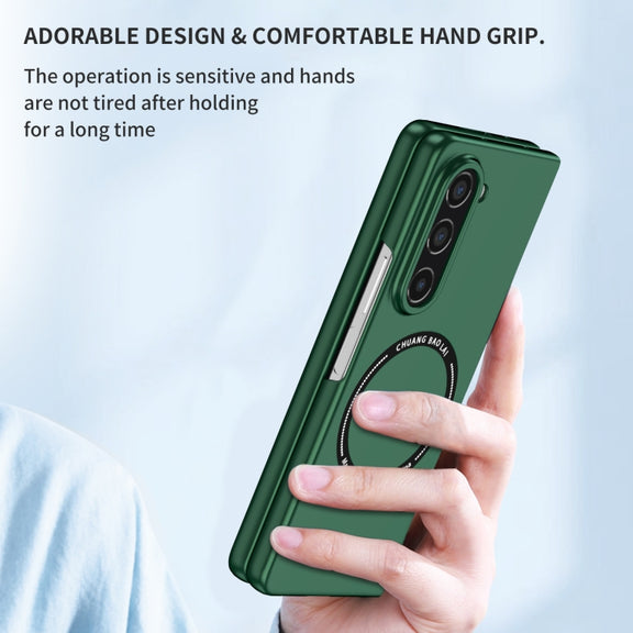 For Samsung Galaxy Z Fold5 Magsafe Magnetic Folding PC Phone Case(Green)