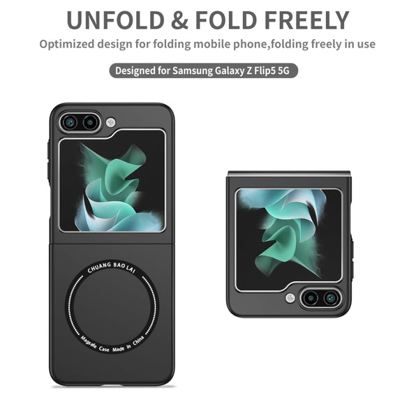 For Samsung Galaxy Z Flip5 5G Magsafe Magnetic Folding PC Phone Case(Black)