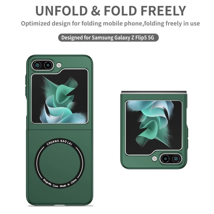 For Samsung Galaxy Z Flip5 5G Magsafe Magnetic Folding PC Phone Case(Green)