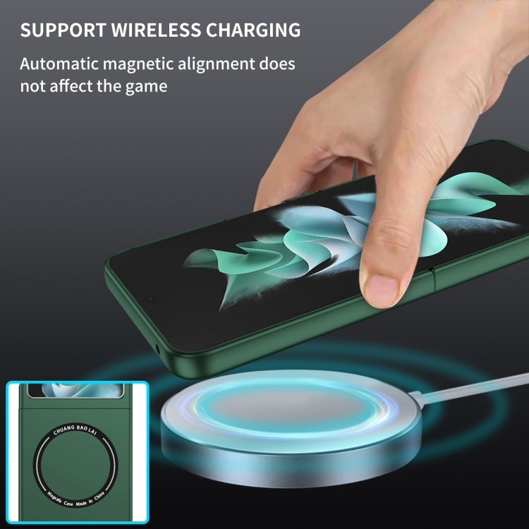 For Samsung Galaxy Z Flip5 5G Magsafe Magnetic Folding PC Phone Case(Green)