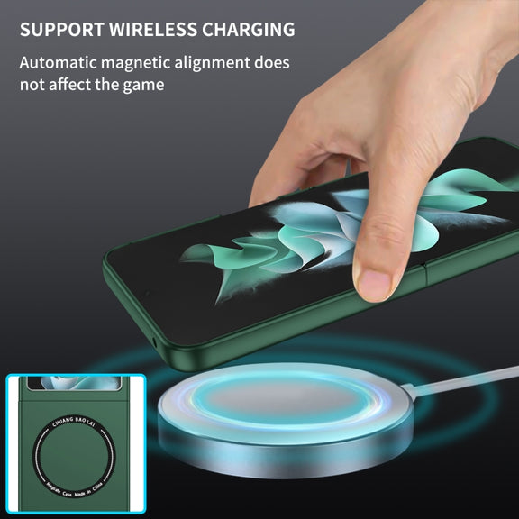 For Samsung Galaxy Z Flip5 5G Magsafe Magnetic Folding PC Phone Case(Green)