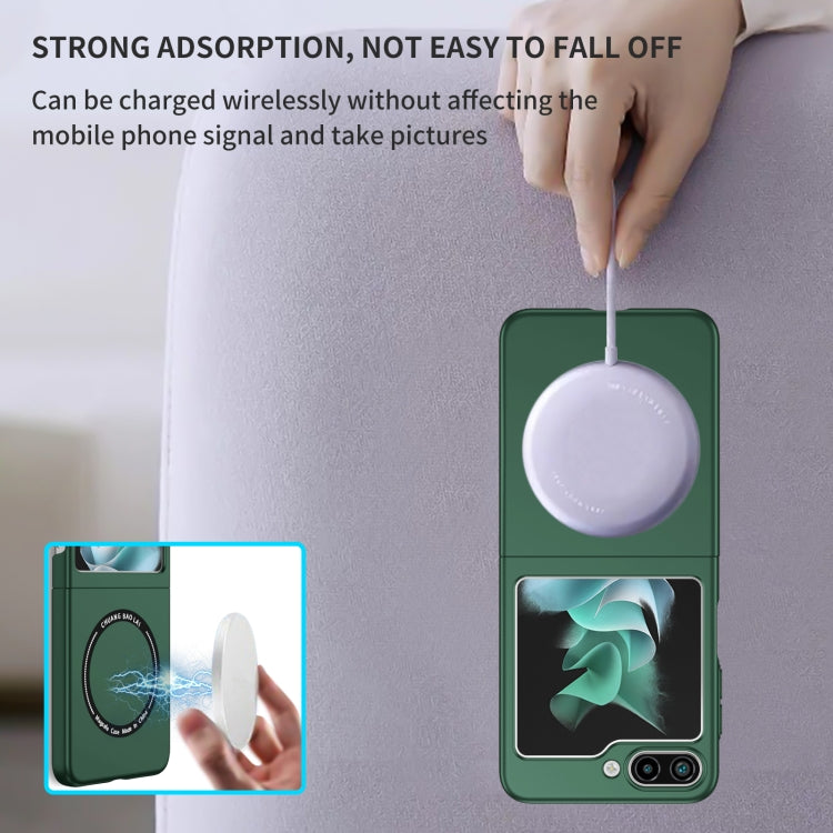 For Samsung Galaxy Z Flip5 5G Magsafe Magnetic Folding PC Phone Case(Green)