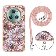 For Honor Magic5 Pro Electroplating IMD TPU Phone Case with Lanyard(Pink Scales)