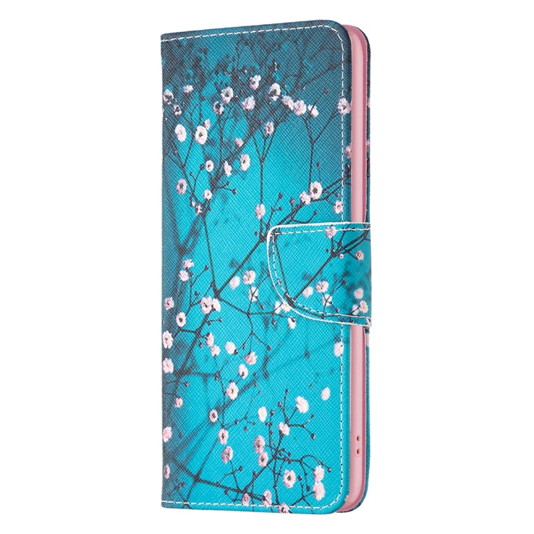 For iPhone 16 Colored Drawing Pattern Leather Phone Case(Plum Blossom)