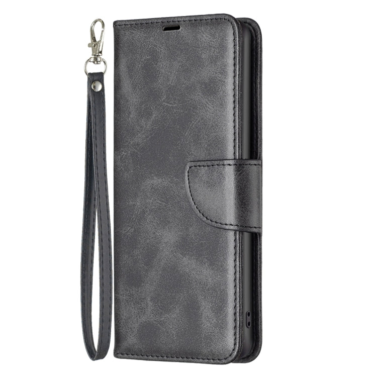 For iPhone 16 Lambskin Texture Pure Color Flip Leather Phone Case(Black)