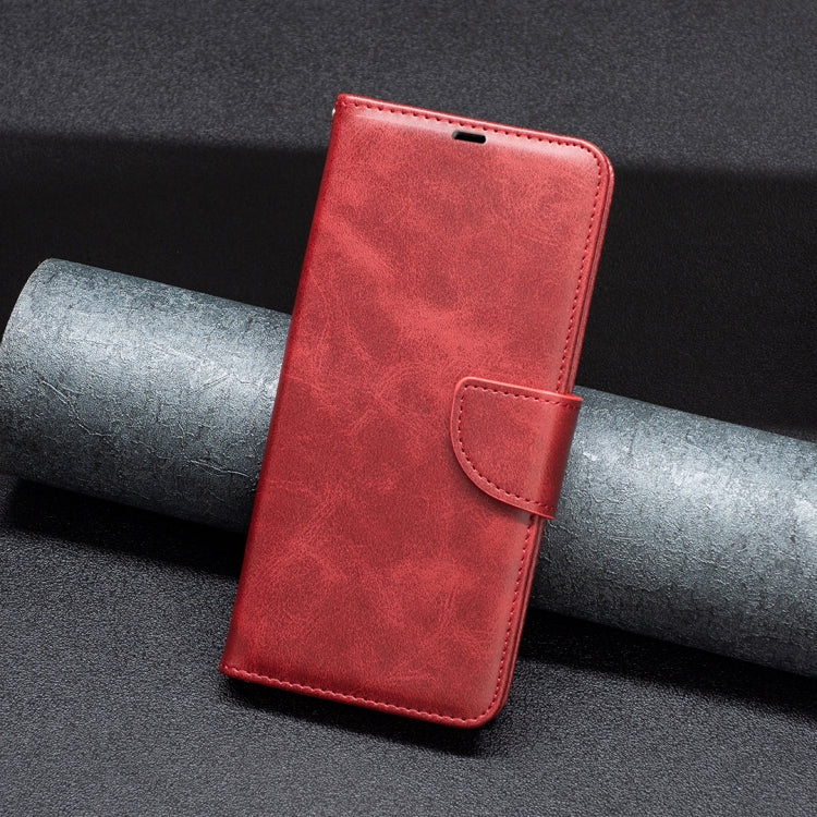For iPhone 16 Lambskin Texture Pure Color Flip Leather Phone Case(Red)