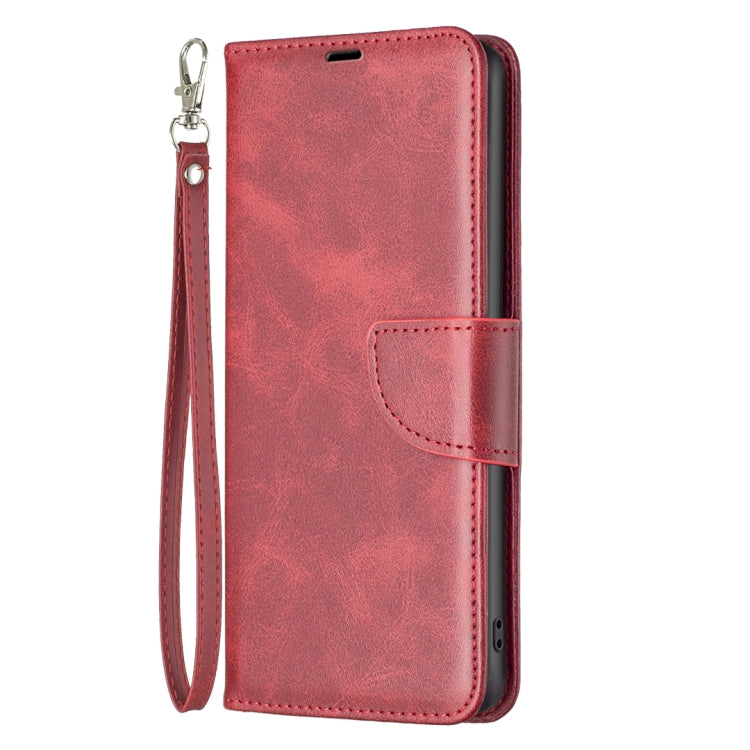 For iPhone 16 Lambskin Texture Pure Color Flip Leather Phone Case(Red)