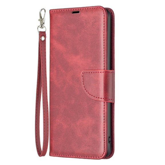 For iPhone 16 Lambskin Texture Pure Color Flip Leather Phone Case(Red)